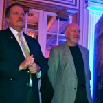 Guy Morse, former B.A.A. Exectutive Director, and Rob DeCastella, 1986 Boston Marathon Champion